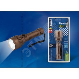 S-LD044-C Brown Фонарь Uniel серии Стандарт «Simple Light — Gambit», пластиковый корпус, 0,5 Watt LED, упаковка — кламшелл, 2хАА н/к, цвет коричневый (SLD044CBRN) - фото 2