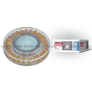 DLS-P102 GU5.3 CHROME/GOLD Светильник декоративный встраиваемый, серия Peonia. Без лампы, цоколь GU5.3. Металл/стекло. Хром/прозрачный+золото. ТМ Fametto (DLS-P102-2003) - UNIEL