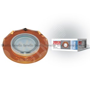 DLS-P105 GU5.3 CHROME/BRONZE Светильник декоративный встраиваемый многоугольник ТМ ‘‘Fametto‘‘, серия ‘‘Peonia‘‘. Без лампы, цоколь GU5.3. Основание металл, цвет хром. Отделка стекло, цвет бронза (DLS-P105-2002) - UNIEL
