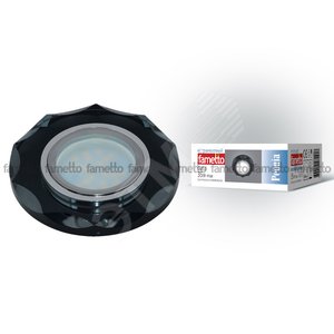 DLS-P105 GU5.3 CHROME/BLACK Светильник декоративный встраиваемый многоугольник ТМ 'Fametto', серия 'Peonia'. Без лампы, цоколь GU5.3. Основание металл, цвет хром. Отделка стекло, цвет черный (DLS-P105-2001) - UNIEL