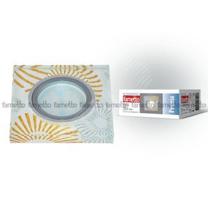 DLS-P201 GU5.3 CHROME/WHITE Светильник декоративный встраиваемый, серия Peonia. Квадратный. Без лампы, цоколь GU5.3. Металл/стекло. Хром/белый+золото+серебро. ТМ Fametto (DLS-P201-2001) - UNIEL
