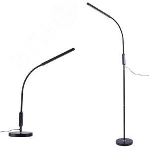 Торшер UЛм-T619 10W/3000-6500K/DIM BLACK напольный светодиодный 10W с регулировкой наклона Сенсорный выключатель Диммер черный - UNIEL