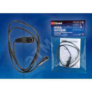 Переходник с проводом UCX-LJ1/E20-060 BLACK 1     POLYBAG для подключения светодиодного светильника на 12В к блоку питания типа UET-VPA Длина провода 60см Цвет черный - UNIEL