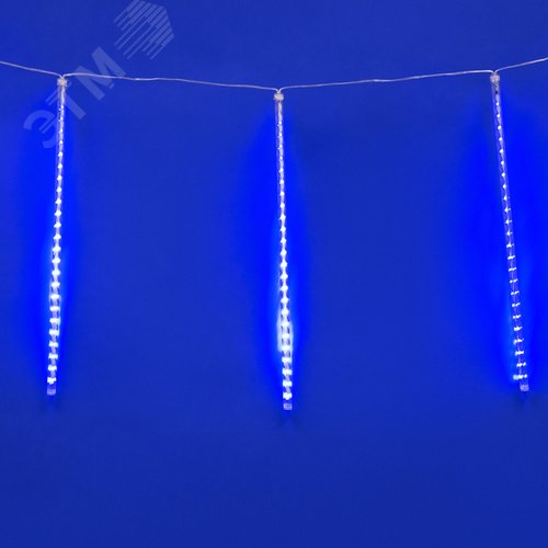 ULD-E1505-336/DTK BLUE IP44 TWISTED METEOR Занавес светодиодный фигурный «Звездный дождь», соединяемый. 6 подвесов. 336 светодиодов. Размер 1,5х0,5м. Цвет свечения синий. IP44. Провод прозрачный. Упаковка картон. (UL-00000167)