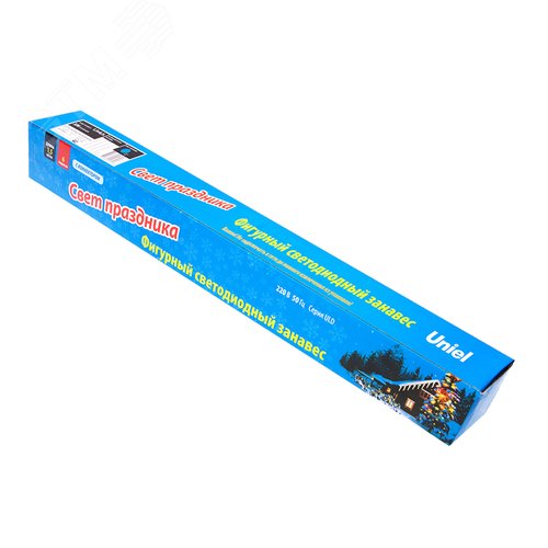 ULD-E1505-336/DTK BLUE IP44 TWISTED METEOR Занавес светодиодный фигурный «Звездный дождь», соединяемый. 6 подвесов. 336 светодиодов. Размер 1,5х0,5м. Цвет свечения синий. IP44. Провод прозрачный. Упаковка картон. (UL-00000167) 4