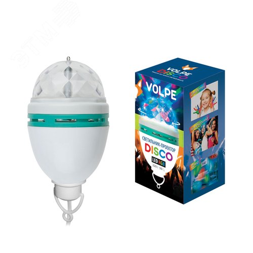 Светодиодный светильник-проектор  ULI-Q303 2,5W/RGB WHITE. Подвесной. Серия DISCO, многоцветный. ТМ VOLPE. Кабель с вилкой, 220В. Цвет корпуса - белый. - фото 4