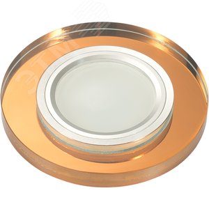 DLS-L106 GU5.3 CHROME/BRONZE Светильник декоративный встраиваемый, серия Luciole. Без лампы, цоколь GU5.3. Доп. светодиодная подсветка 3Вт. Металл/стекло. Хром/бронза. ТМ Fametto (DLS-L106-2001) - UNIEL