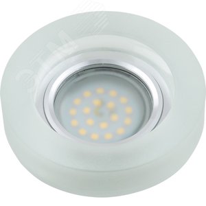 DLS-L110 GU5.3 CHROME/MATT CLEAR Светильник декоративный встраиваемый, серия Luciole. Без лампы, цоколь GU5.3. Доп. светодиодная подсветка 3Вт. Металл/стекло. Хром/матовый+прозрачный. ТМ Fametto (DLS-L110-2001) - UNIEL