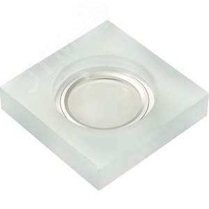 DLS-L111 GU5.3 CHROME/MATT CLEAR Светильник декоративный встраиваемый, серия Luciole. Квадратный. Без лампы, GU5.3. Доп. светодиодная подсветка 3Вт. Металл/стекло. Хром/матовый+прозрачный. ТМ Fametto (DLS-L111-2001) - UNIEL
