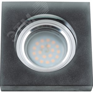 DLS-L111 GU5.3 CHROME/MATT BLACK Светильник декоративный встраиваемый, серия Luciole. Квадратный. Без лампы, GU5.3. Доп. светодиодная подсветка 3Вт. Металл/стекло. Хром/матовый+черный. ТМ Fametto (DLS-L111-2002) - UNIEL