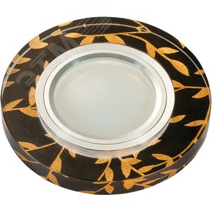 DLS-L204 GU5.3 CHROME/BLACK Светильник декоративный встраиваемый, серия Luciole. Без лампы, цоколь GU5.3. Доп. светодиодная подсветка 3Вт. Металл/стекло. Хром/черный+золото. ТМ Fametto (DLS-L204-2001) - UNIEL