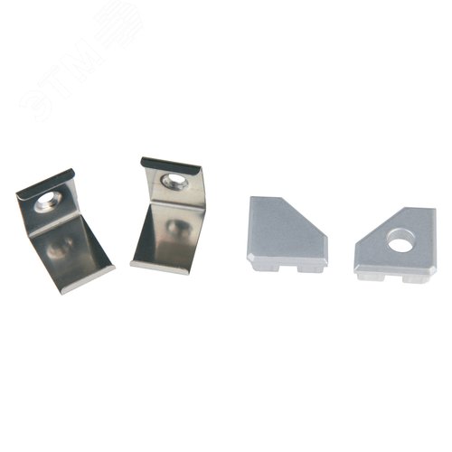 UFE-N03 SILVER A POLYBAG Набор аксессуаров для алюминиевого профиля. Крепежные скобы (4 шт, сталь) и заглушки (4 шт, пластик). Цвет серебро. ТМ Uniel (UFEN03SILVERAPOLYBAG) - фото 2