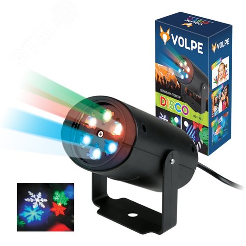 ULI-Q306 4W/RGB BLACK SNOWFLAKE Светодиодный светильник-проектор. Проекция «снежинки», RGB. Кабель с вилкой, 220В. TM Volpe. - фото 3