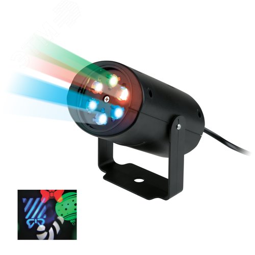 ULI-Q306 4W/RGB BLACK XMAS Светодиодный светильник-проектор. Проекция «рождество», RGB. Кабель с вилкой, 220В. TM Volpe. (UL-00001188) - фото 2