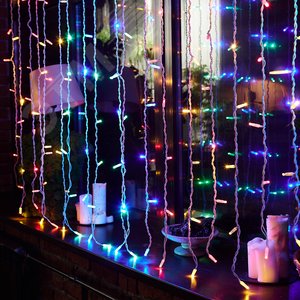 Гирлянда Занавес светодиодный с эффектом мерцания 3х2 м Соединяемый 240 светодиодов разноцветный свет белый провод ULD-C2030-240/TWK MULTI IP67 5