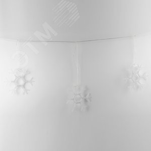 ULD-E1503-036/DTA BLUE IP20 SNOWFLAKES-1 Занавес светодиодный фигурный Снежинки-1,  1,5х0,3м. 6 подвесов. 36 светодиодов. Синий свет. Провод прозрачный. TM Uniel. (UL-00001406) 2