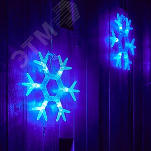 ULD-E1503-036/DTA BLUE IP20 SNOWFLAKES-1 Занавес светодиодный фигурный Снежинки-1,  1,5х0,3м. 6 подвесов. 36 светодиодов. Синий свет. Провод прозрачный. TM Uniel. (UL-00001406) 7