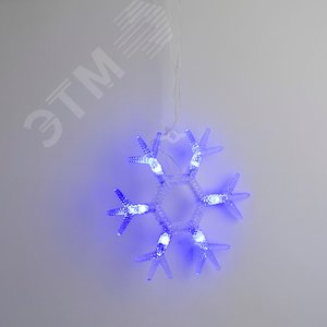 ULD-E1503-036/DTA BLUE IP20 SNOWFLAKES-1 Занавес светодиодный фигурный Снежинки-1,  1,5х0,3м. 6 подвесов. 36 светодиодов. Синий свет. Провод прозрачный. TM Uniel. (UL-00001406) 8