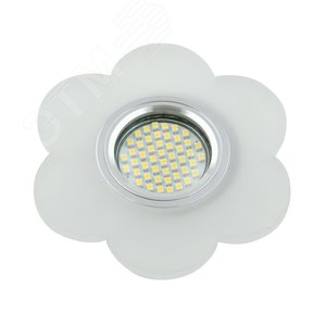 DLS-L126 GU5.3 CHROME/MATT CLEAR Светильник декоративный встраиваемый, серия Luciole. Без лампы, цоколь GU5.3. Доп. светодиодная подсветка 3Вт. Металл/пластик. Хром/матовый. ТМ Fametto (DLS-L126-2001) - UNIEL