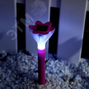 Светильник светодиодный садовый USL-C-420/PT305 PINK CROCUS на солнечной батарее, белый свет. 1хLR Ni-Mh аккумулятор в/к. IP44 - фото 3