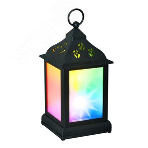 ULD-L1122-010/DTB/RGB/3D BLACK Фонарь со светодиодной гирляндой внутри, на батарейке (в комплект не входит). 10 светодиодов. RGB свет. Черный корпус. 11*22 см. TM Uniel. (UL-00002311) - фото 6