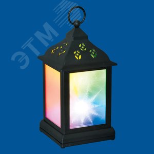 ULD-L1122-010/DTB/RGB/3D BLACK Фонарь со светодиодной гирляндой внутри, на батарейке (в комплект не входит). 10 светодиодов. RGB свет. Черный корпус. 11*22 см. TM Uniel. (UL-00002311) - фото 2