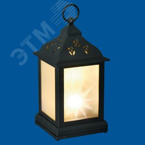 ULD-L1122-009/TTB/WW/3D BLACK Фонарь со светодиодной гирляндой внутри, на батарейке (в комплект не входит). 9 светодиодов. Теплый белый свет. Режим мерцания. Черный корпус. 11*22 см. TM Uniel. (UL-00002312) - фото 2