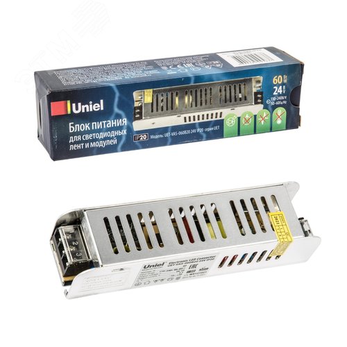 Блок питания 60Вт 24В Металлический корпус UET-VAS-060B20 24V IP20 5