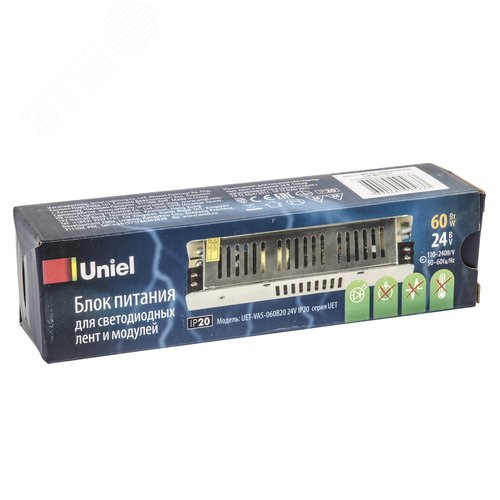 Блок питания 60Вт 24В Металлический корпус UET-VAS-060B20 24V IP20 4