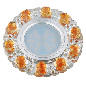 DLS-L129 GU5.3 CHROME/GOLD Светильник декоративный встраиваемый, серия Luciole. Без лампы, цоколь GU5.3. Доп. светодиодная подсветка 3Вт. Металл/стекло. Хром/матовый+золото. ТМ Fametto (DLS-L129-2002) - UNIEL