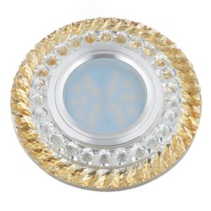 DLS-L132 GU5.3 CHROME/GOLD Светильник декоративный встраиваемый, серия Luciole. Без лампы, цоколь GU5.3. Доп. светодиодная подсветка 3Вт.Металл/стекло. Хром/золото. ТМ Fametto (DLS-L132-2003) - UNIEL