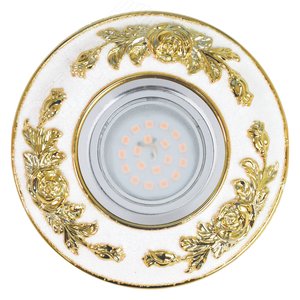 DLS-A105 GU5.3 CHROME/WHITE+GOLD Светильник декоративный встраиваемый, серия Arno. Без лампы, цоколь GU5.3. Металл/полимер. Хром/белый+золото. ТМ Fametto (DLS-A105-2002) - UNIEL
