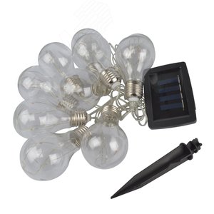 Светильник светодиодный садовый USL-S-126/PT4000 BULBS Садовая гирлянда на солнечной батарее Лампочки,10 светодиодов. Разноцветный свет. 1хАA Ni-Mh аккумулятор в/к. IP44 - фото 3