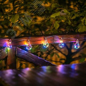 Светильник светодиодный садовый USL-S-126/PT4000 BULBS Садовая гирлянда на солнечной батарее Лампочки,10 светодиодов. Разноцветный свет. 1хАA Ni-Mh аккумулятор в/к. IP44 - фото 4