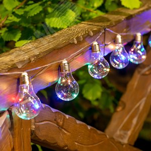 Светильник светодиодный садовый USL-S-126/PT4000 BULBS Садовая гирлянда на солнечной батарее Лампочки,10 светодиодов. Разноцветный свет. 1хАA Ni-Mh аккумулятор в/к. IP44 - фото 5