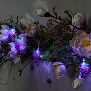 Гирлянда светодиодная на батарейках 2AA не в/к Виноград 4 м 10 светодиодов прозрачный провод ULD-S0400-010/STB/2AA WHITE IP20 GRAPES 7