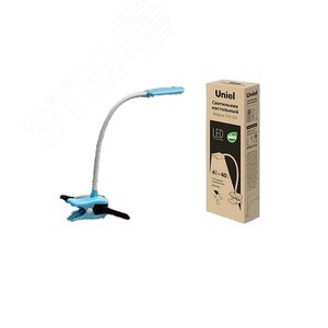 TLD-554 Blue/LED/400Lm/5500K/Dimmer Светильник настольный «прищепка», 4W. Сенсорный выключатель. Голубой. ТМ Uniel (TLD-554-0002) - фото 2