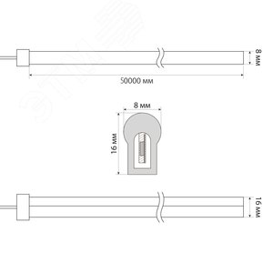 Лента светодиодная гибкий неон 8Вт/м 220В зеленый IP67 120 LED/м бобина 50м. в коробке - фото 6