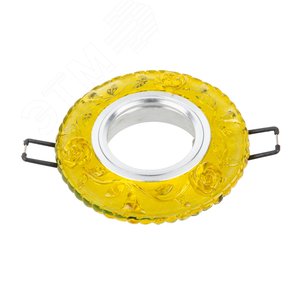 DLS-L150 GU5.3 GLASSY/YELLOW Светильник декоративный встраиваемый, серия Luciole. Без лампы, цоколь GU5.3. Доп. светодиодная подсветка 3Вт. Стекло. Зеркальный/светло-желтый. ТМ Fametto (DLS-L150-2002) - фото 2