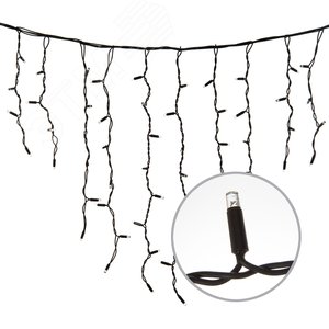 Бахрома светодиодная с эффектом мерцания 3 м соединяемая 200 светодиодов синий свет черный провод ULD-B3010-200/TBK BLUE IP67 4