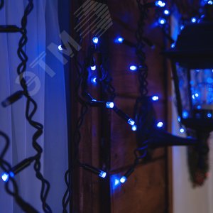 Бахрома светодиодная с эффектом мерцания 3 м соединяемая 200 светодиодов синий свет черный провод ULD-B3010-200/TBK BLUE IP67 6