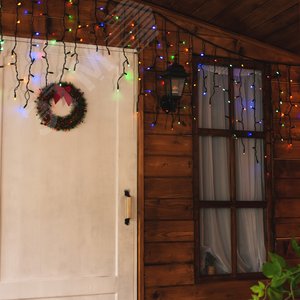 Бахрома светодиодная с эффектом мерцания 3м соединяемая 200 светодиодов разноцветный свет черный провод ULD-B3010-200/TBK MULTI IP67 2