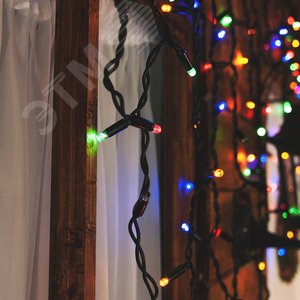 Бахрома светодиодная с эффектом мерцания 3м соединяемая 200 светодиодов разноцветный свет черный провод ULD-B3010-200/TBK MULTI IP67 3