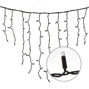 Бахрома светодиодная с эффектом мерцания 3м соединяемая 200 светодиодов теплый белый свет черный провод ULD-B3010-200/TBK WARM WHITE IP67 4