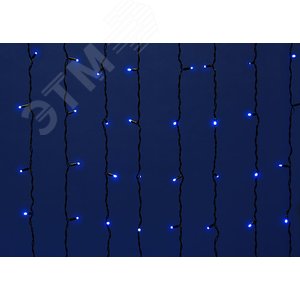 Занавес светодиодный с эффектом мерцания 3х2м. Соединяемый. 240 светодиодов. Синий свет. Провод черный. TM Uniel.