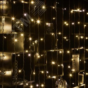 Занавес светодиодный с  эффектом мерцания 3х2м ULD-C2030-240/TBK WARM WHITE IP67 Соединяемый 240 светодиодов Теплый белый свет Провод черный TM (UL-00003938) 5