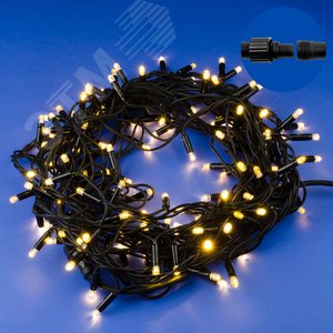 Гирлянда светодиодная с эффектом мерцания 10 м Соединяемая 120 светодиодов Теплый белый свет черный провод ULD-S1000-120/TBK WARM WHITE IP67 TM 2