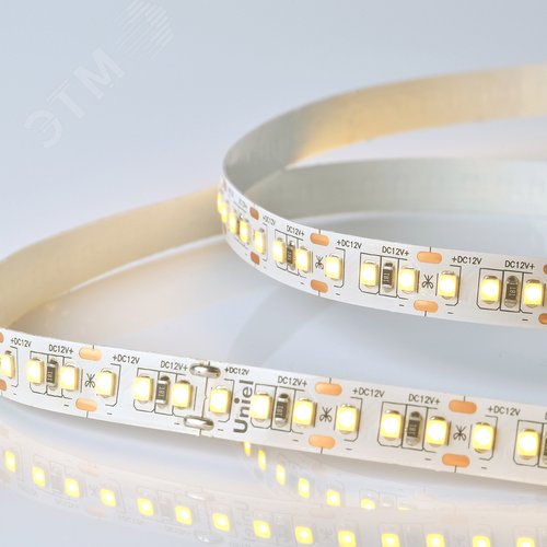 Лента гибкая светодиодная на самоклеящейся основе. ULS-M14-2835-168LED/m-10мм-IP20-DC12V-14W/m-5м-3000K PROFI Катушка 5м. в герметичной упаковке. Теплый (3000К)