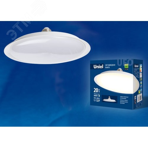 Лампа светодиодная LED-U165-20W/3000K/E27/FR PLU01WH Форма UFO матовая Теплый (3000K) Картон 3