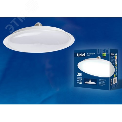 Лампа светодиодная матовая LED-U165-20W-4000K-E27-FR PLU01WH Форма UFO 4000K Картон 2